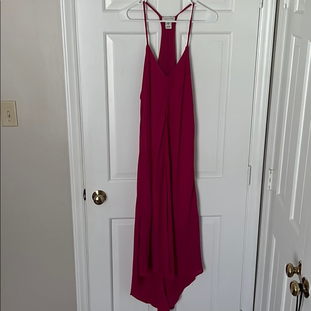 Pink Racerback Midi Hi Low dress.